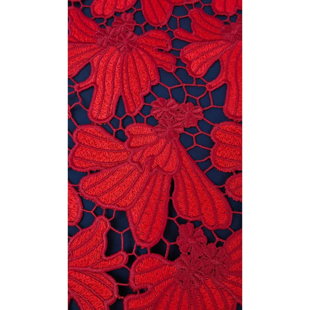 Tory Burch Dress Women 6 Red Guipure Lace Bell Sleeve Mini Floral - Picture 10 of 12